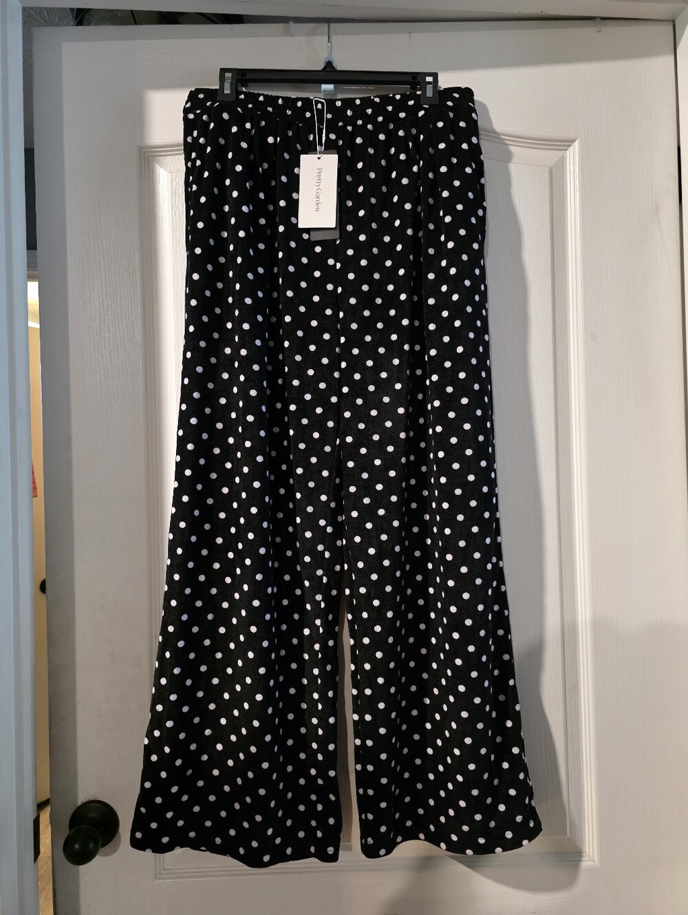 Pretty Garden- Black Polka Dot Wide-Leg Pants